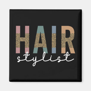 Aimant Liste de cheveux Cheetah Typographie Coiffeur Cade