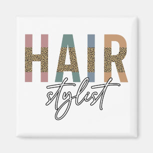 Aimant Liste de cheveux Cheetah Typographie Coiffeur Cade