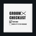 Aimant Liste de contrôle de la chambre Golf Mariage - Fun<br><div class="desc">Liste de contrôle de la chambre Golf Mariage - Funny Bachelor Party Groom</div>