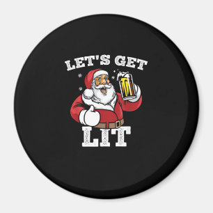 Aimant Lit Père Noël Boire de la bière Noël