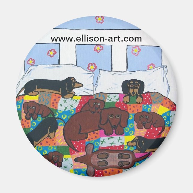 Aimant Lit plein de Dachshunds (Devant)