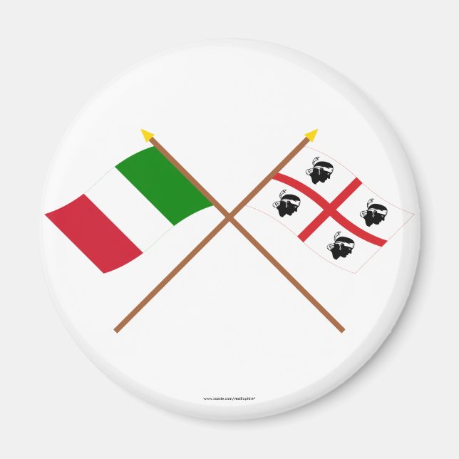 Aimant L'Italie et la Sardaigne ont croisé les drapeaux (Devant)