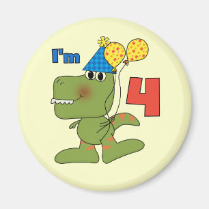 Aimant Little Dino 4th Birthday Tshirts et cadeaux