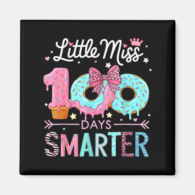 Aimant Little Miss 100 Days Smarter Kids Girls 100th Day  (Devant)