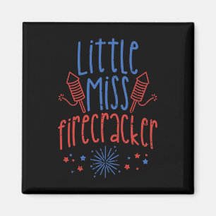 Aimant Little Miss Firecracker Funny 4 juillet Patriot
