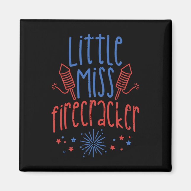 Aimant Little Miss Firecracker Funny 4 juillet Patriot (Devant)