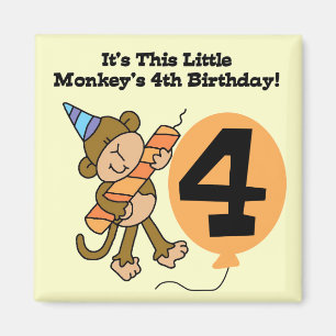 Aimant Little Monkey 4th Birthday Tshirts et cadeaux