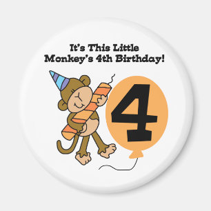 Aimant Little Monkey 4th Birthday Tshirts et cadeaux