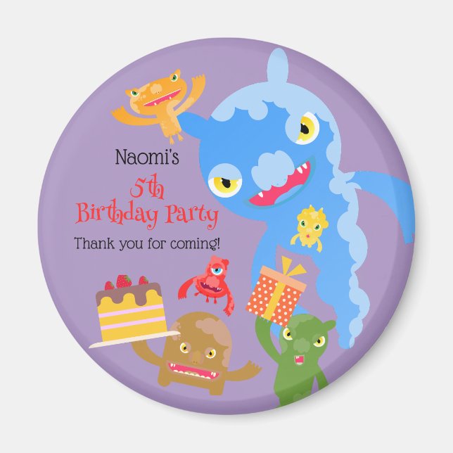 Aimant Little Party Monster and confetti Anniversaire Par (Devant)
