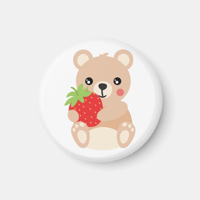 Aimant Little teddy bear with strawberry (Devant)