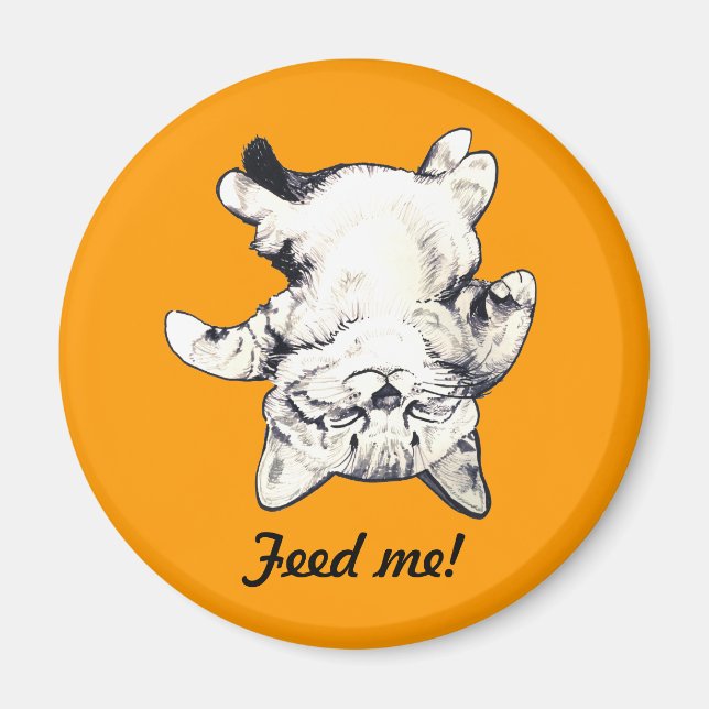 Aimant LittlePixyBoots - "Feed Me" Chat orange (Devant)