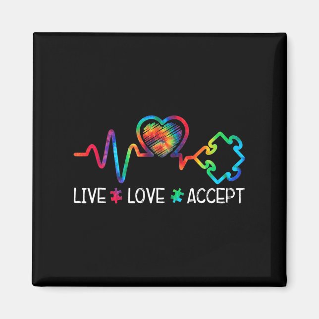 Aimant Live Love Accepter Sensibilisation sur l'autisme C (Devant)