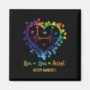 Aimant Live Love Accepter Sensibilisation sur l'autisme T