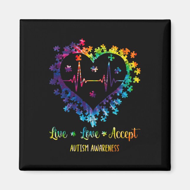 Aimant Live Love Accepter Sensibilisation sur l'autisme T (Devant)