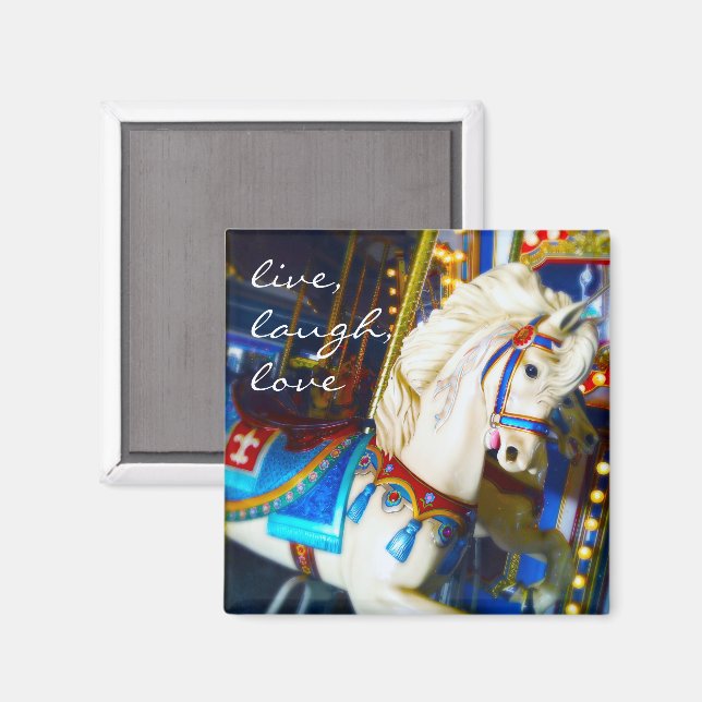 Aimant Live rire amour citation script carousel photo de  (Recto/Verso)