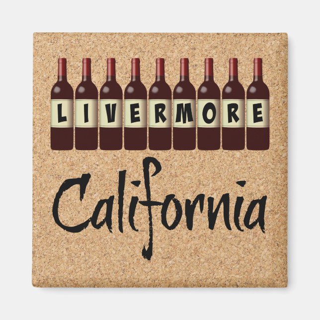 Aimant Livermore Californie Bouteilles de vin rouge Dégus (Devant)