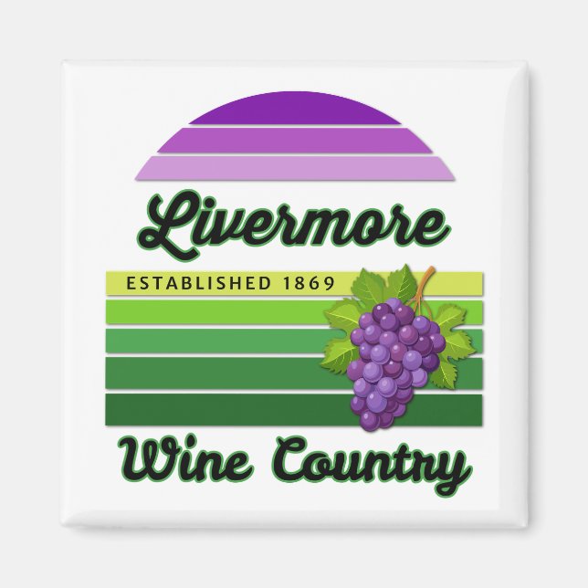 Aimant Livermore Wine Country Purple Green Stripes Grapes (Devant)