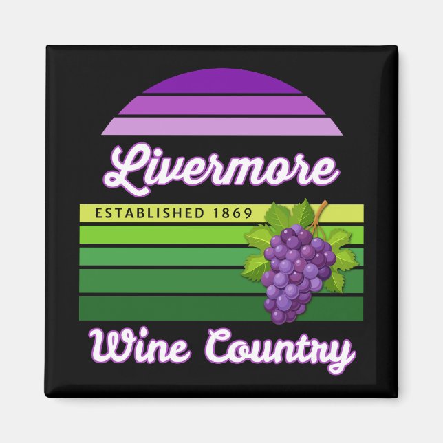 Aimant Livermore Wine Country Purple Green Stripes Grapes (Devant)