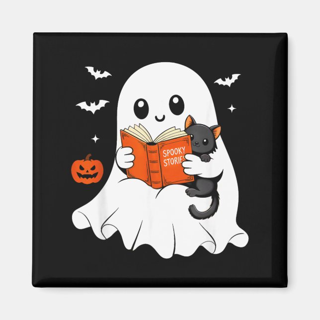 Aimant Livre de lecture fantôme Costume d'Halloween Chat  (Devant)