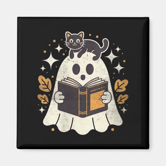 Aimant Livre de lecture fantôme pour femmes Halloween Bib (Devant)