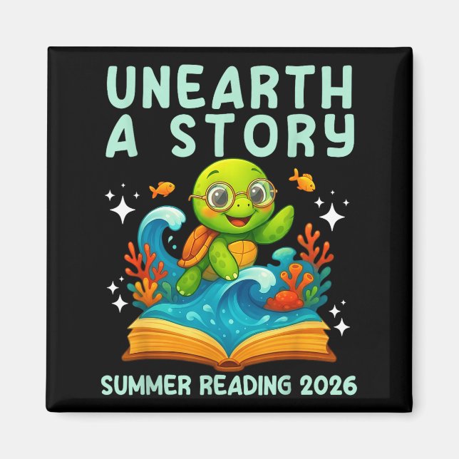 Aimant Livre tortue de mer lecture estivale 2026 déterrer (Devant)