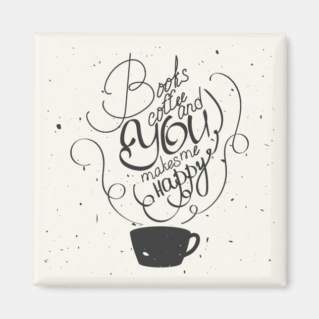 Aimant Livres Café Et Tu Me Rends Heureux (Devant)