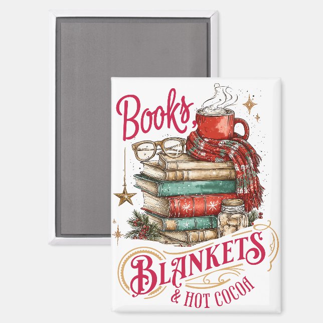 Aimant Livres Couvertures et Chocolat Chaud  (Recto/Verso)