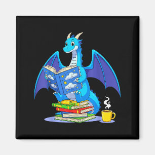 Aimant Livres de lecture cool Dragon amateur de livres bi