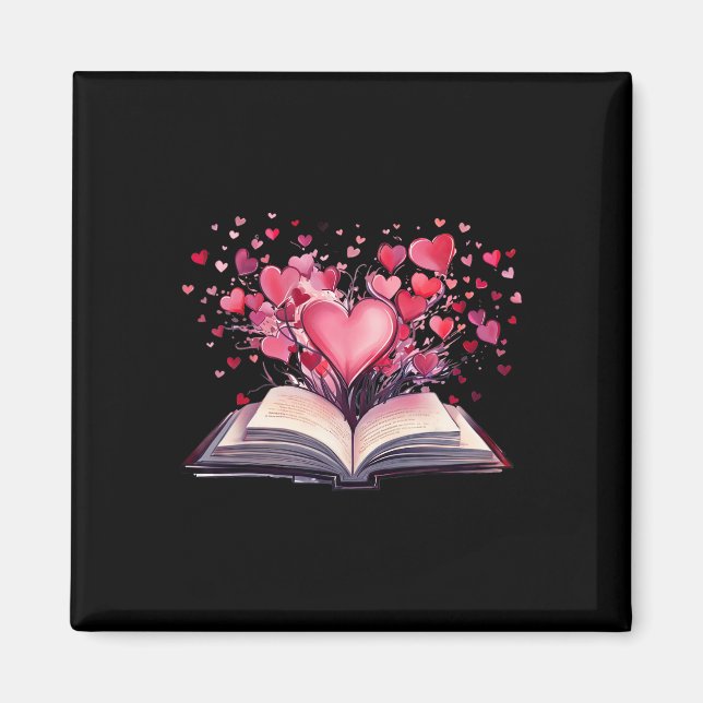 Aimant Livres Et Cœurs Enseignant Bibliophile Livresque V (Devant)