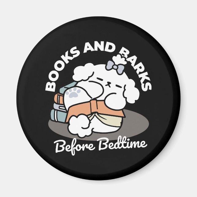 Aimant Livres et écorces - Conception de lecture de chien (Devant)