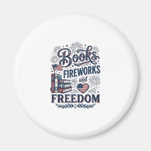 Aimant Livres Feux d'artifice et Liberté Lecteur Patrioti