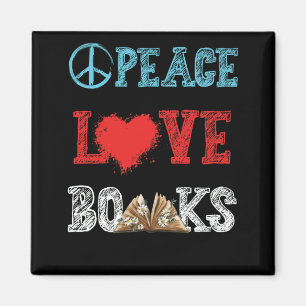 Aimant Livres Peace Love Livres ver Livre Nerd Lover