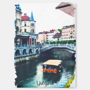 Aimant Ljubljana Slovénie Vintage voyage aquarelle