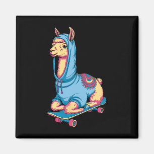 Aimant Llama Cool De Skateboard En Hoodie Animaux Drôles 
