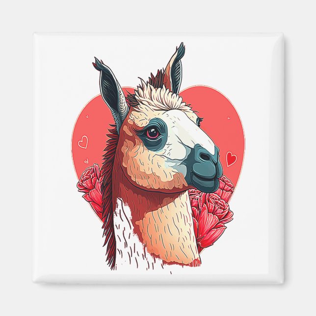 Aimant Llama Cute Alpaca Valentines Day Animal  (Devant)