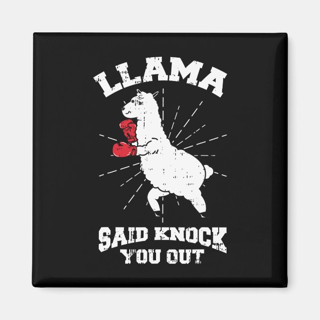 Aimant Llama Dit Vous Frapper En Boxe Drôle Halloween Gi (Devant)