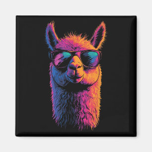 Aimant Llama Drôle Avec Sungles Coloré Pas De Drame Anima