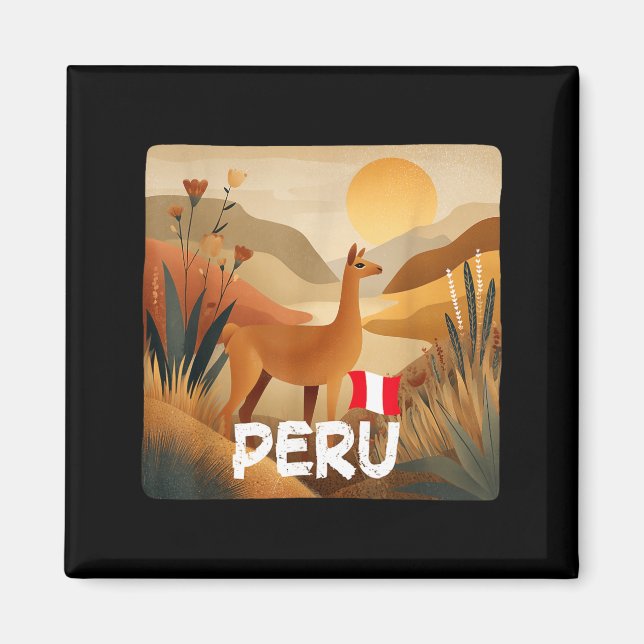 Aimant Llama Incroyable au Pérou Costume Couleurs (Devant)