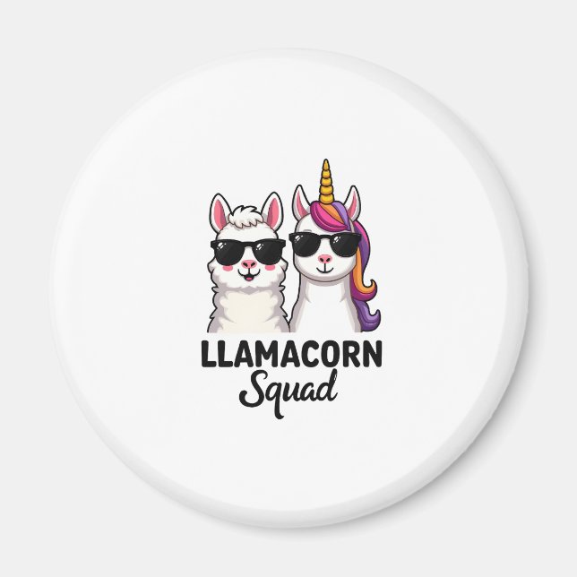 Aimant Llamacorn Squad Drôle de Licorne Llama Squad Noël (Devant)