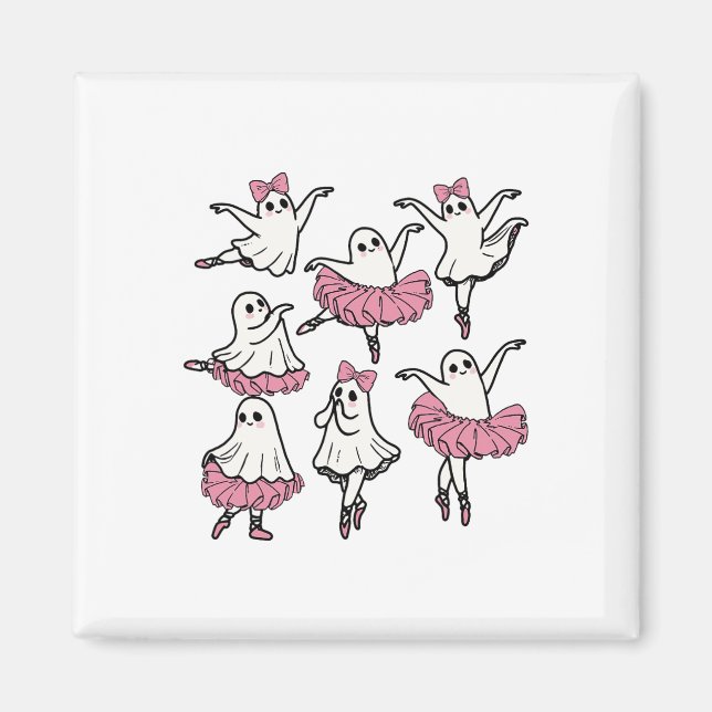 Aimant Llet Ghost Dancer Cute Boo Danser Halloween (Devant)