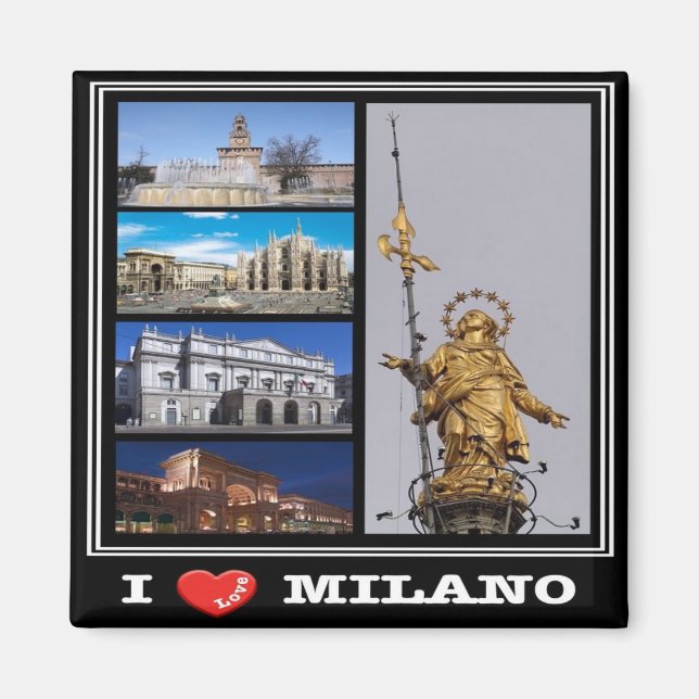 Aimant LMD016 MILAN I Love Mosaic, Italie, Fridge (Devant)