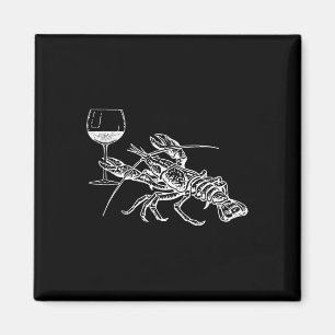 Aimant Lobster Wine Drinking T-shirt Funny Beach Cruise V