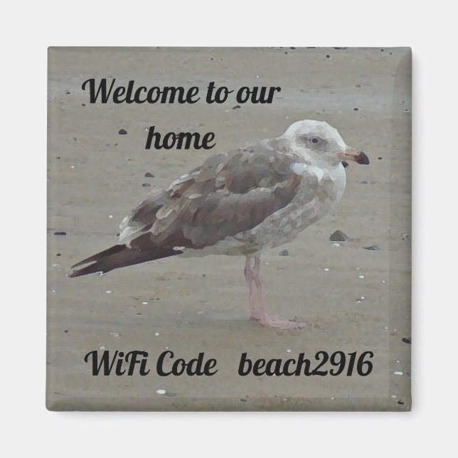 Aimant Location de maison de plage Bienvenue avec code Wi (Devant)