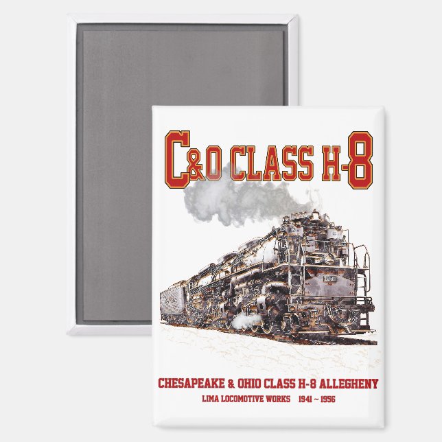 Aimant Locomotive à vapeur Allegheny C&O Classe H-8 2-6-6 (Recto/Verso)