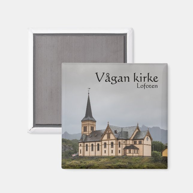 Aimant Lofoten Vagan Église Souvenir (Recto/Verso)