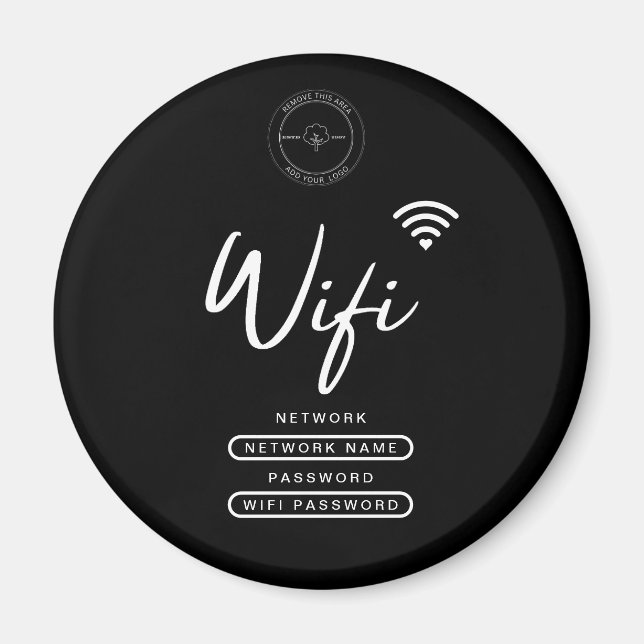 Aimant Logo d'affaires moderne noir et blanc Détails Wifi (Devant)