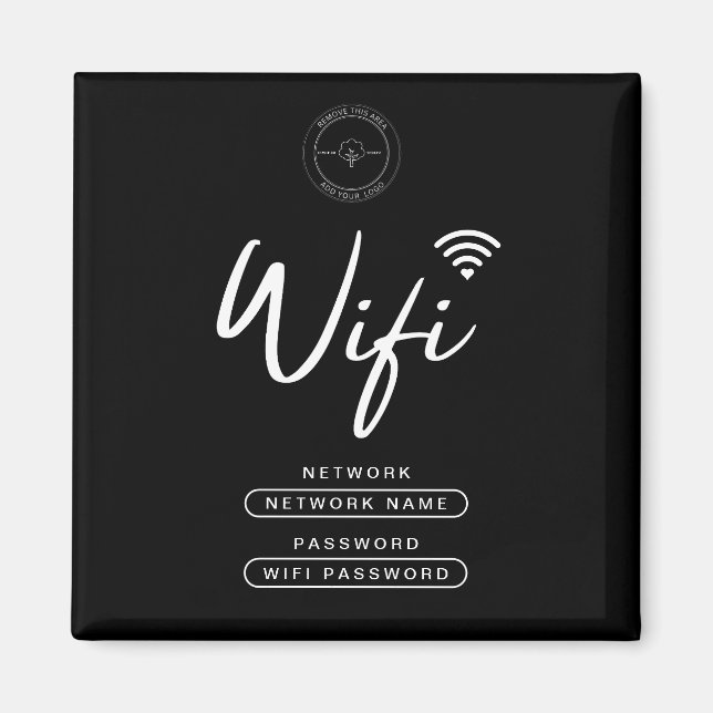 Aimant Logo d'affaires moderne noir et blanc Détails Wifi (Devant)