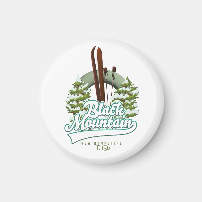 Aimant Logo de Black Mountain New Hampshire Ski. (Devant)