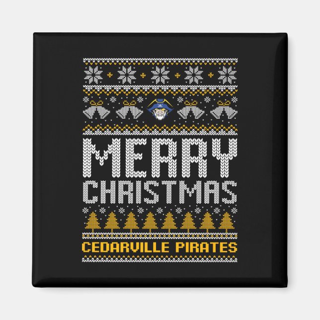 Aimant Logo de Cedarville Pirates Joyeux Noël Douleur moc (Devant)