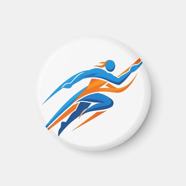 Aimant Logo de coureur dynamique bleu orange Vitesse Cade (Devant)